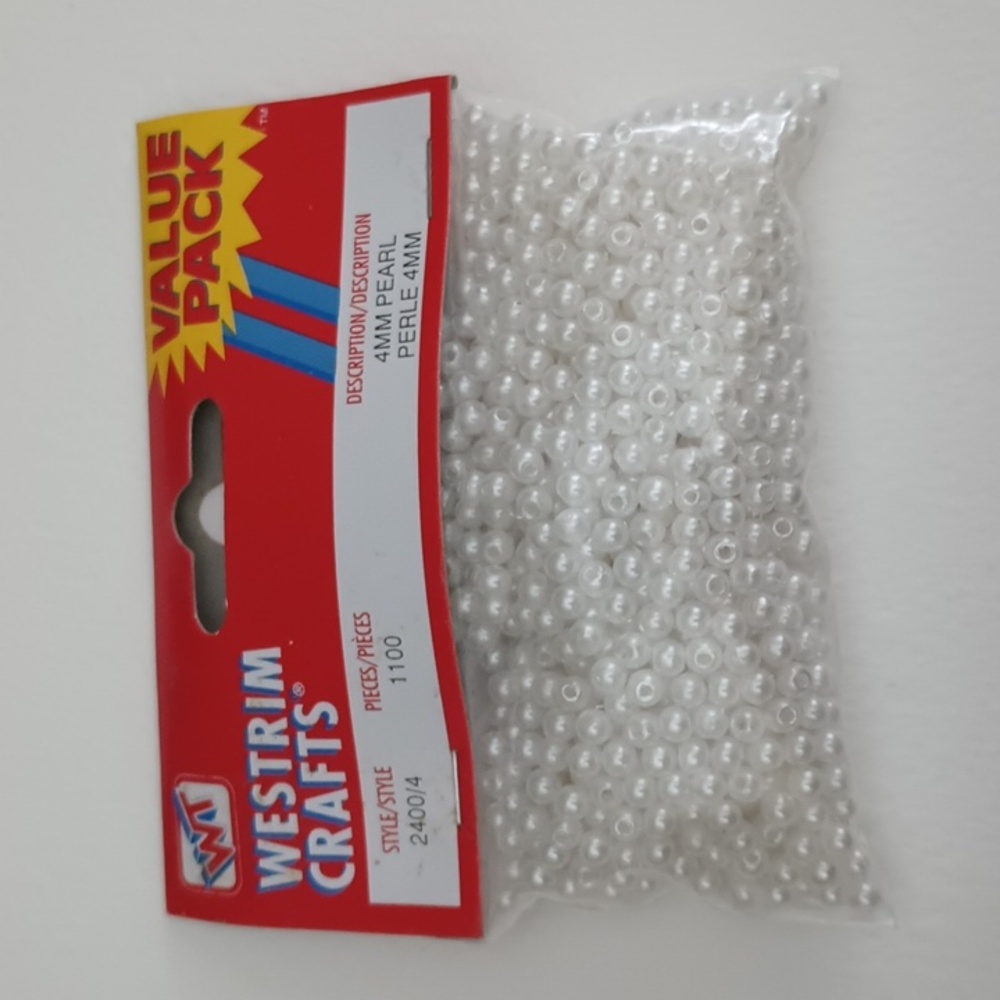 3/$15 1100pc 4mm Pearl Plastic Beads Westrim Crafts 2400/4-ZE-056 048492529050